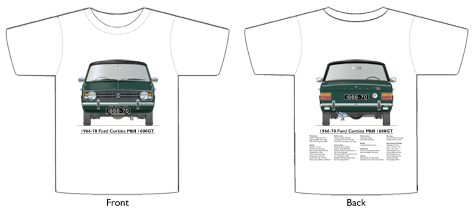 Ford Cortina MkII 1600GT 1966-70 T-shirt Front & Back